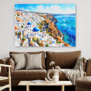 Santorini Azure Paradise — Santorini Azure Paradise Brown Couch 41