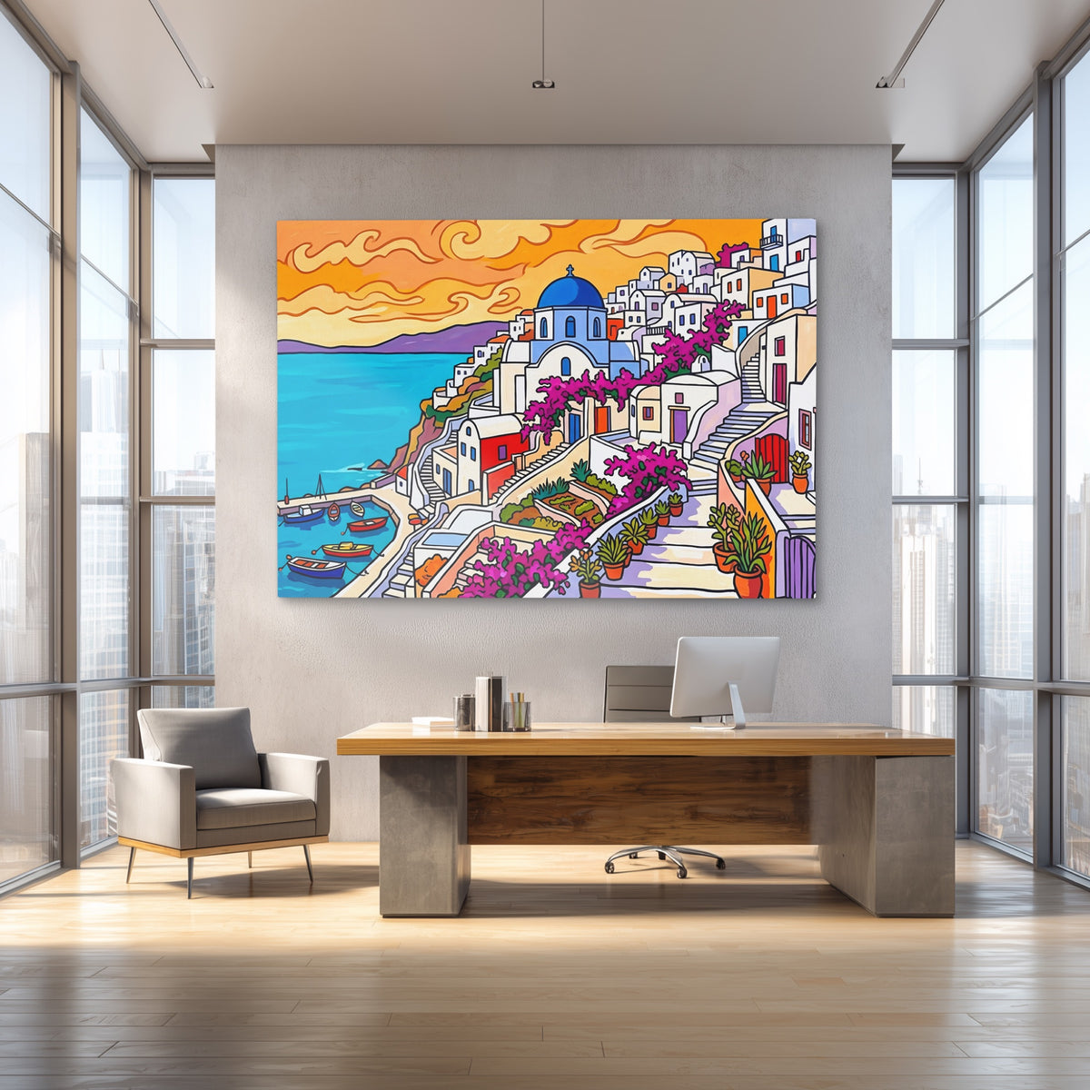 Santorini Sunset Illustration — Santorini Sunset Illustration Baller Office 38