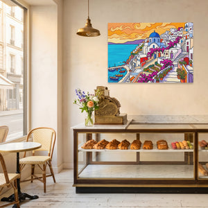 Santorini Sunset Illustration — Santorini Sunset Illustration Corner Bakery Land 95