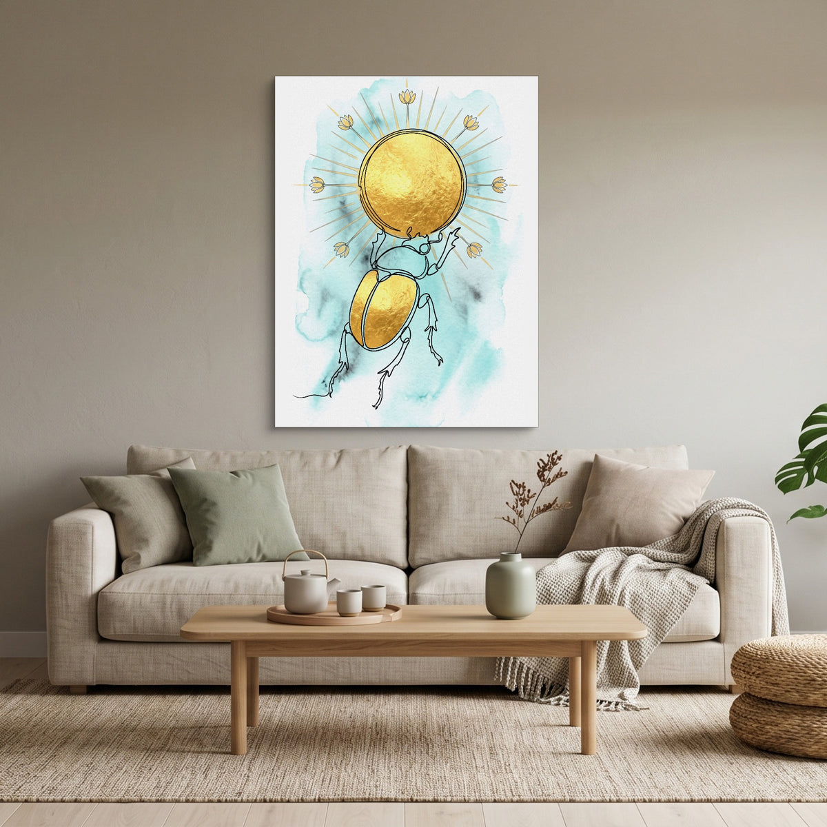 Scarab Golden Sun — scarab golden sun sq calm vibes 1port flush print