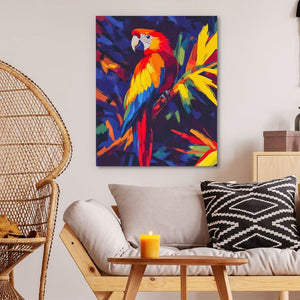 Scarlet Jungle Jewel - Abstract Wall Art in Black Frame