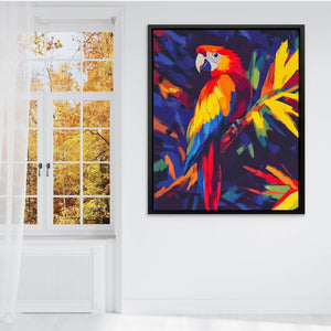 Scarlet Jungle Jewel - Blue Tropical Canvas Print