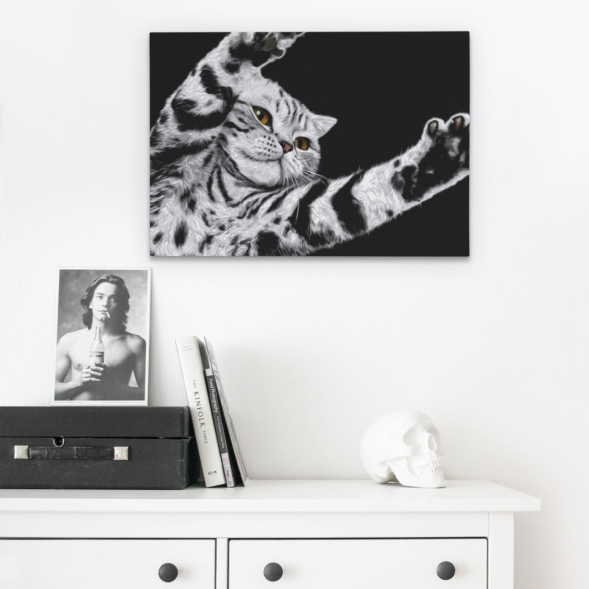 Scottish Fold Reaching — Scottish Fold Reaching Skull Desk 178