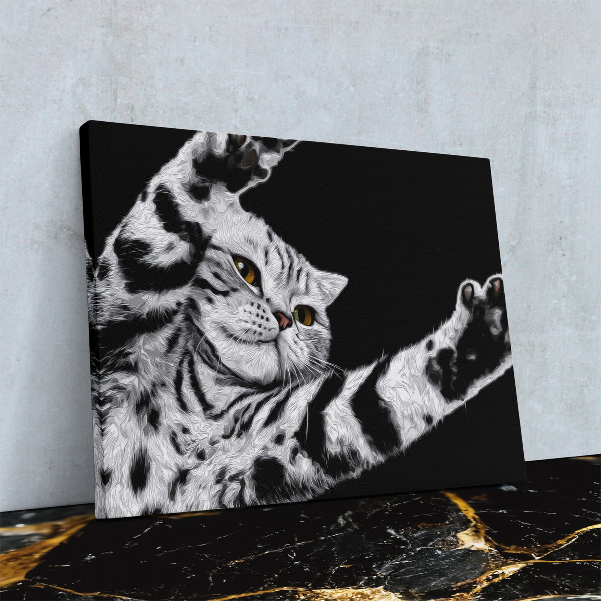 Scottish Fold Reaching — Scottish Fold Reaching Against Wall4x5 Reflect 2