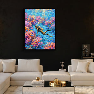 Scuba Diver Coral — scuba diver coral sq hype beast land v2 1port framed black