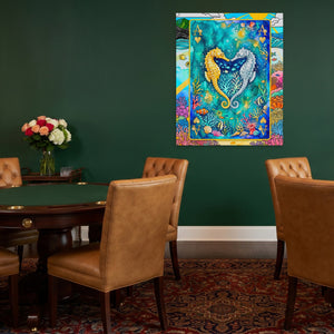 Sea Creature Ace of Hearts Card canvas wall art, room view