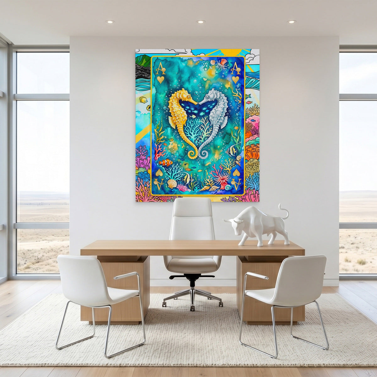 Sea Creature Ace of Hearts Card canvas wall art, room view