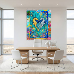 Sea Creature Ace of Hearts Card canvas wall art, room view