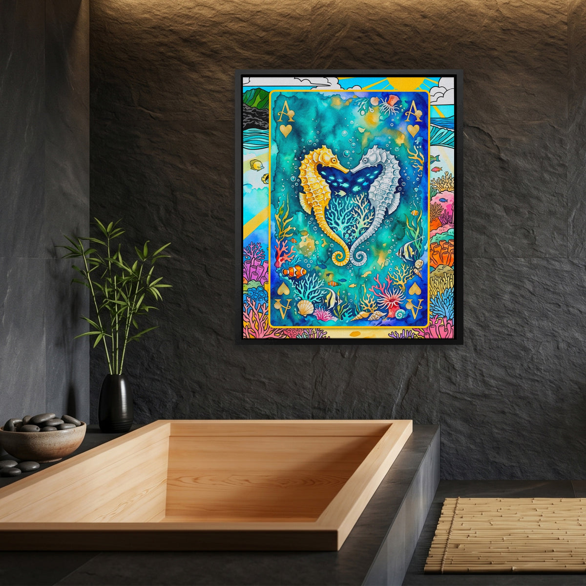 Sea Creature Ace of Hearts Card — Sea Creature Ace of Hearts Card Bamboo Bathroom Port 6