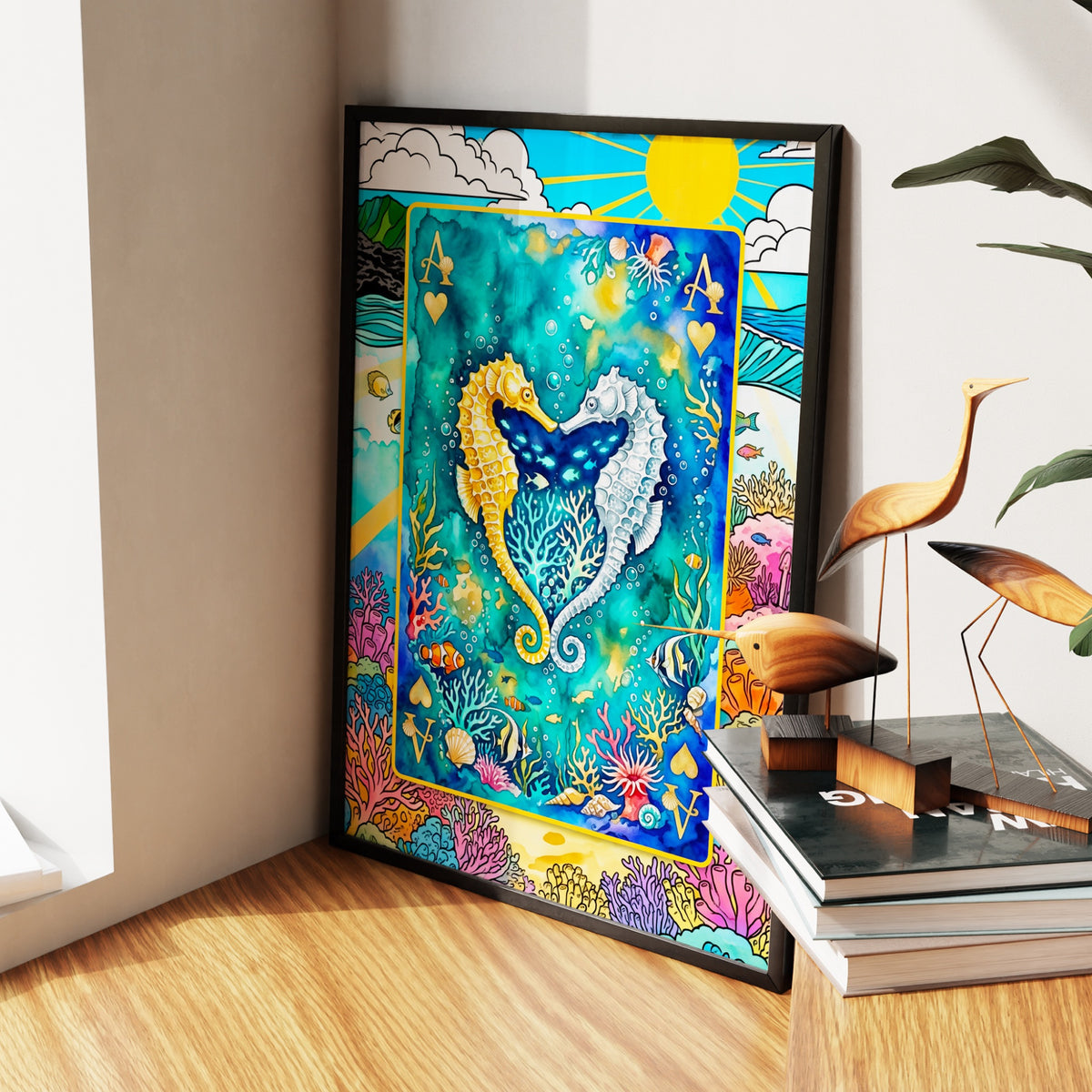 Sea Creature Ace of Hearts Card — Sea Creature Ace of Hearts Card New   Living Room Wall Apartment Zoom 66