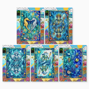 Sea Creature Hearts Royal Flush canvas print set, 2 over 3, no frame