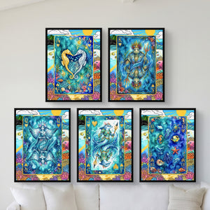 Sea Creature Hearts Royal Flush framed set in a bright coastal villa