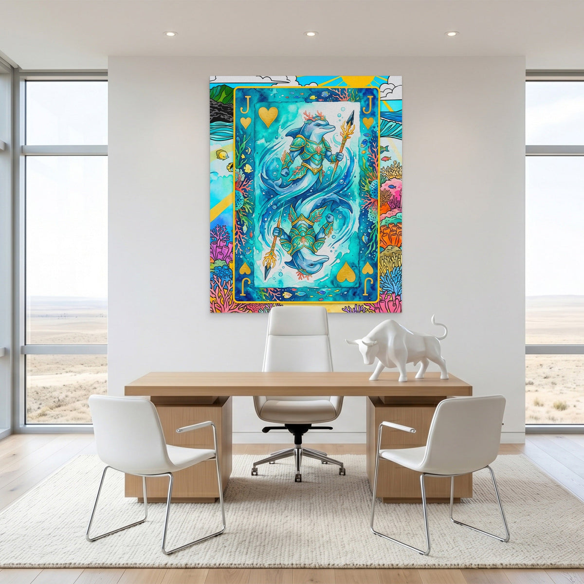 Sea Creature Jack of Hearts Card canvas wall art, room view