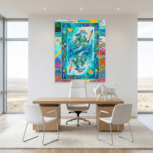 Sea Creature Jack of Hearts Card canvas wall art, room view