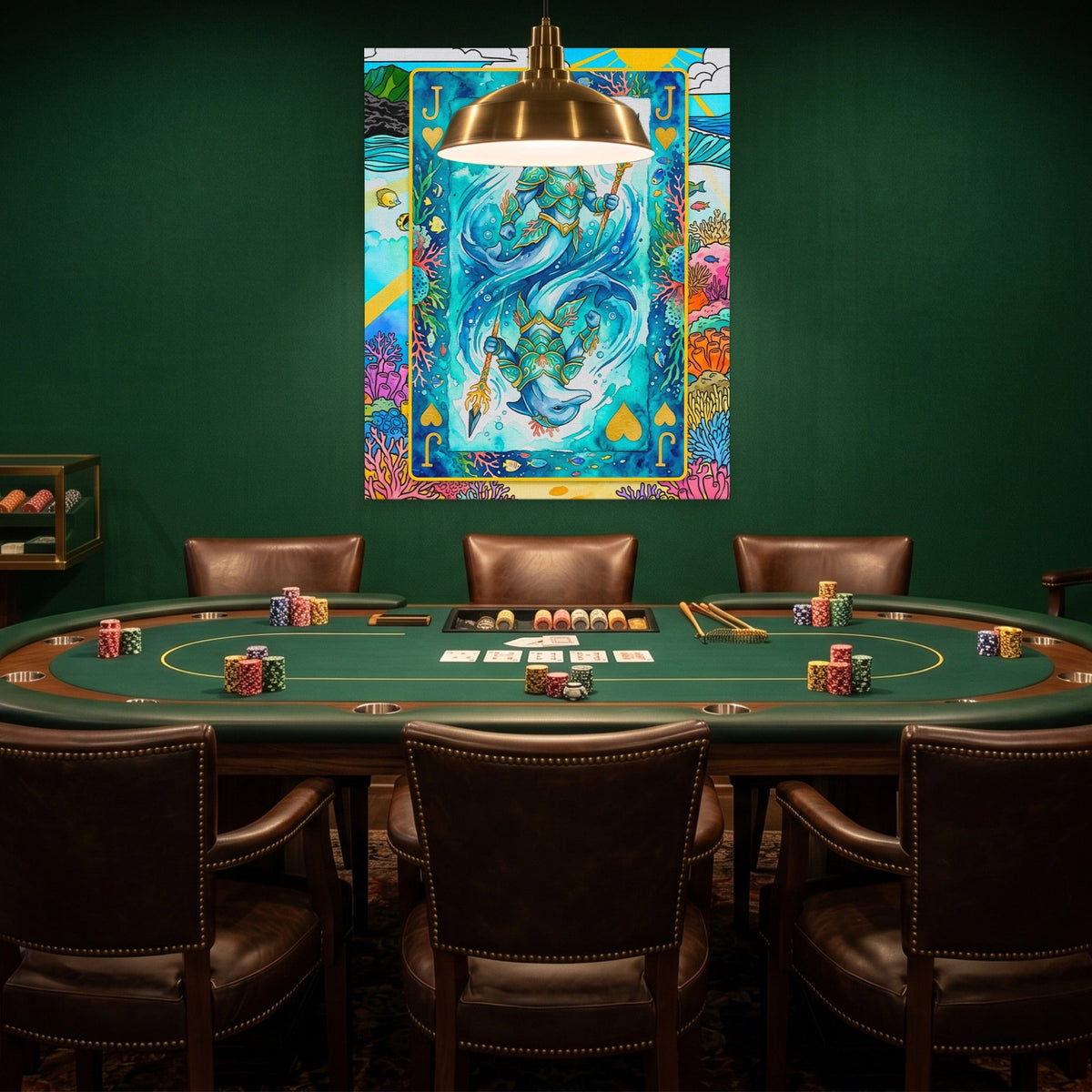 Sea Creature Jack of Hearts Card canvas wall art, room view