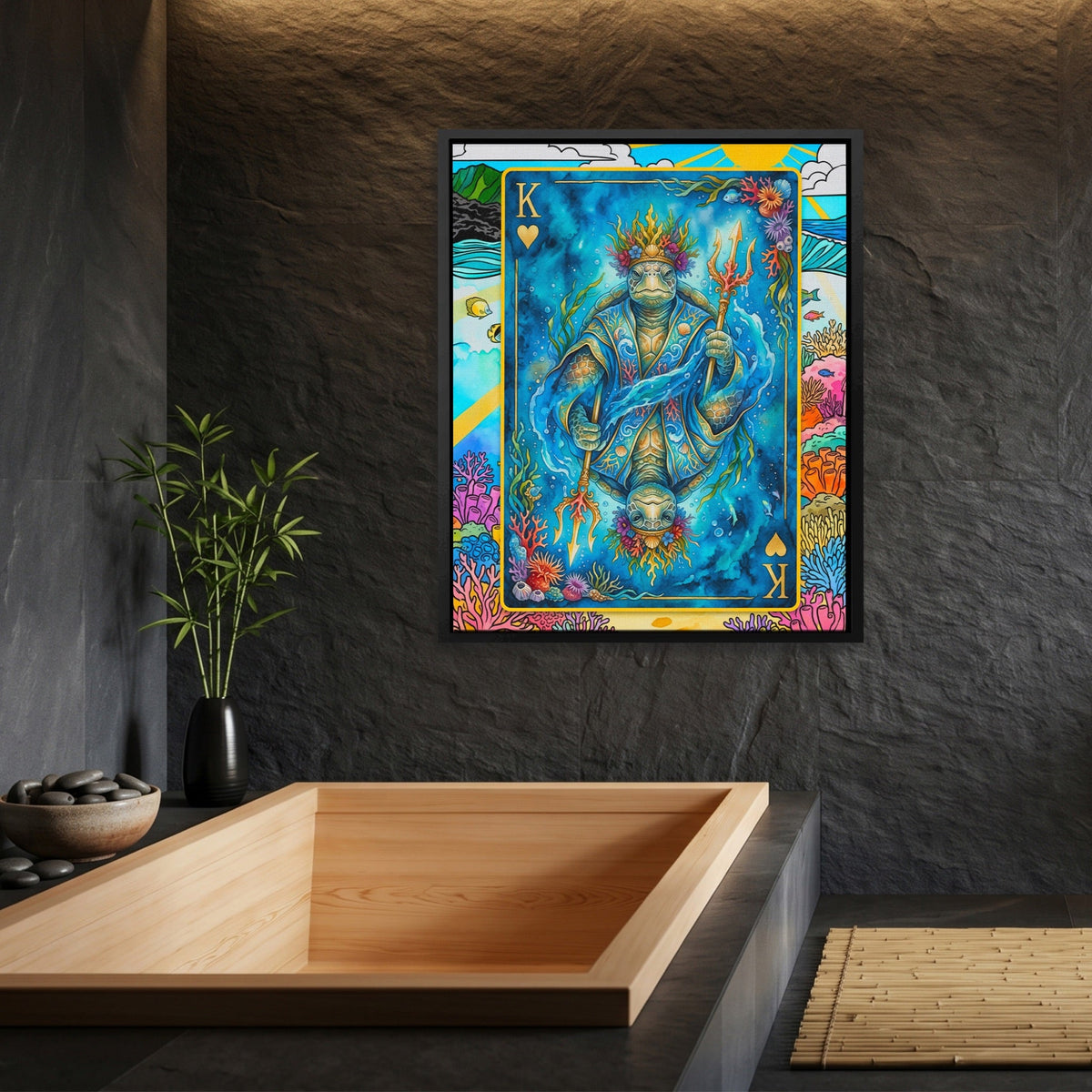 Sea Creature King of Hearts Card canvas wall art, room view