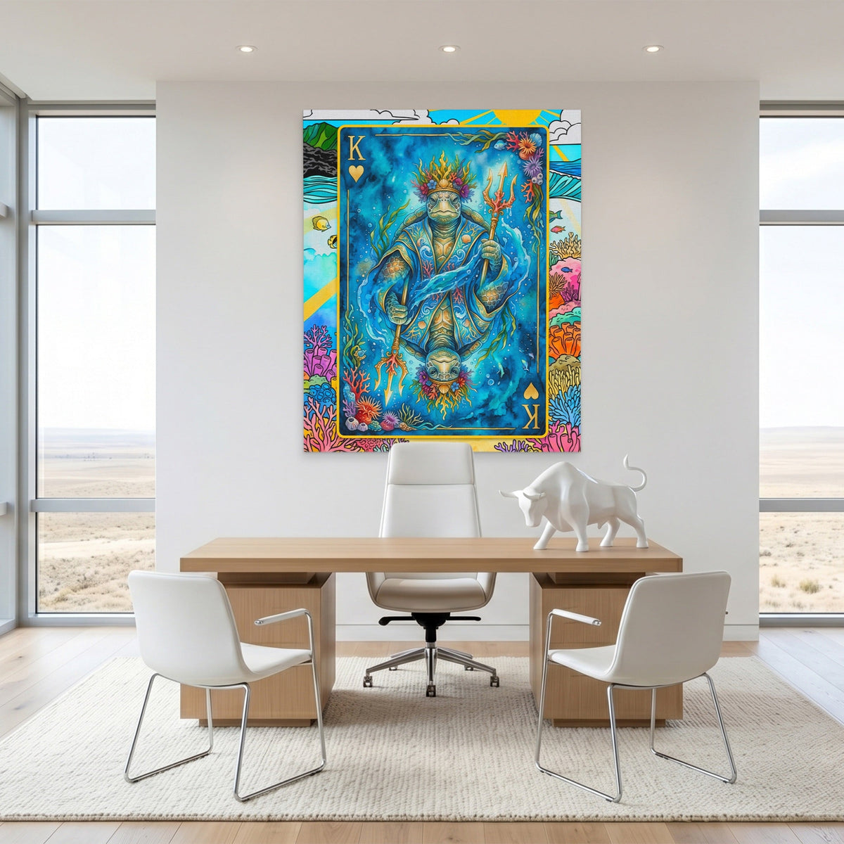 Sea Creature King of Hearts Card canvas wall art, room view