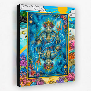 Sea Creature King of Hearts Card — Sea Creature King of Hearts Card Portrait   Side View   Black Wrap 143