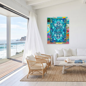 Sea Creature Queen of Hearts Card canvas wall art, room view