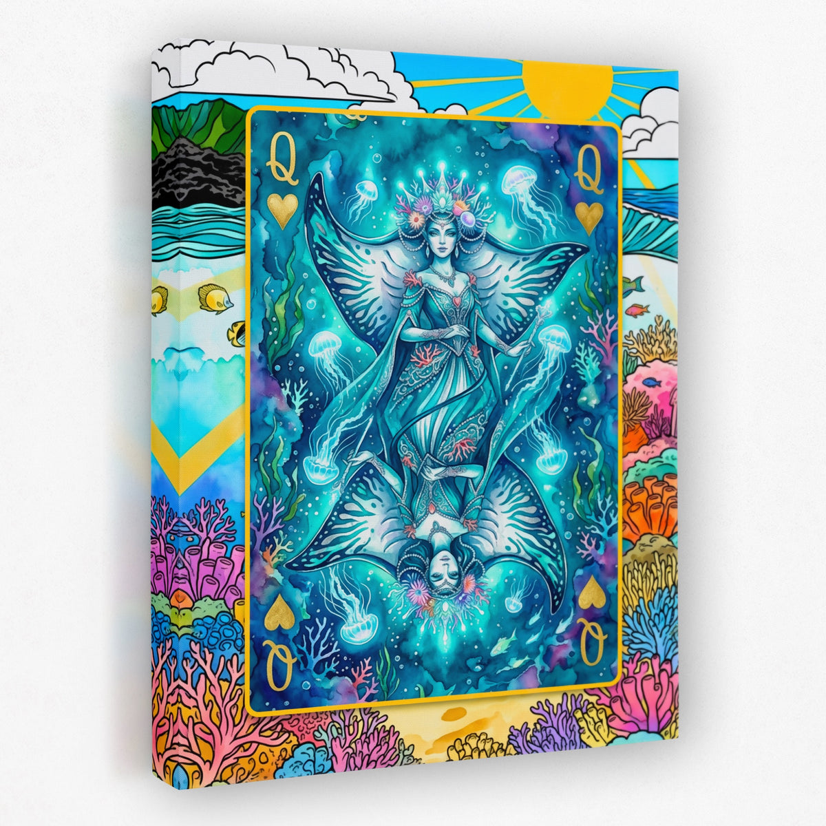 Sea Creature Queen of Hearts Card — Sea Creature Queen of Hearts Card Portrait   Side View   Mirror 159