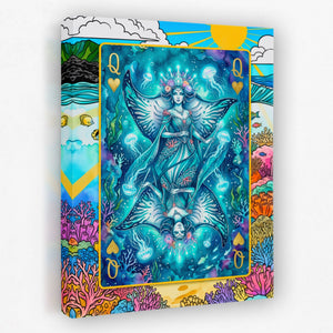 Sea Creature Queen of Hearts Card — Sea Creature Queen of Hearts Card Portrait   Side View   Mirror 159