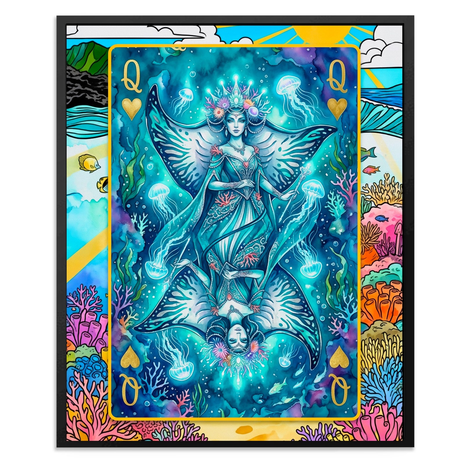 Sea Creature Queen of Hearts Card — Sea Creature Queen of Hearts Card Front Facing Portrait2 24