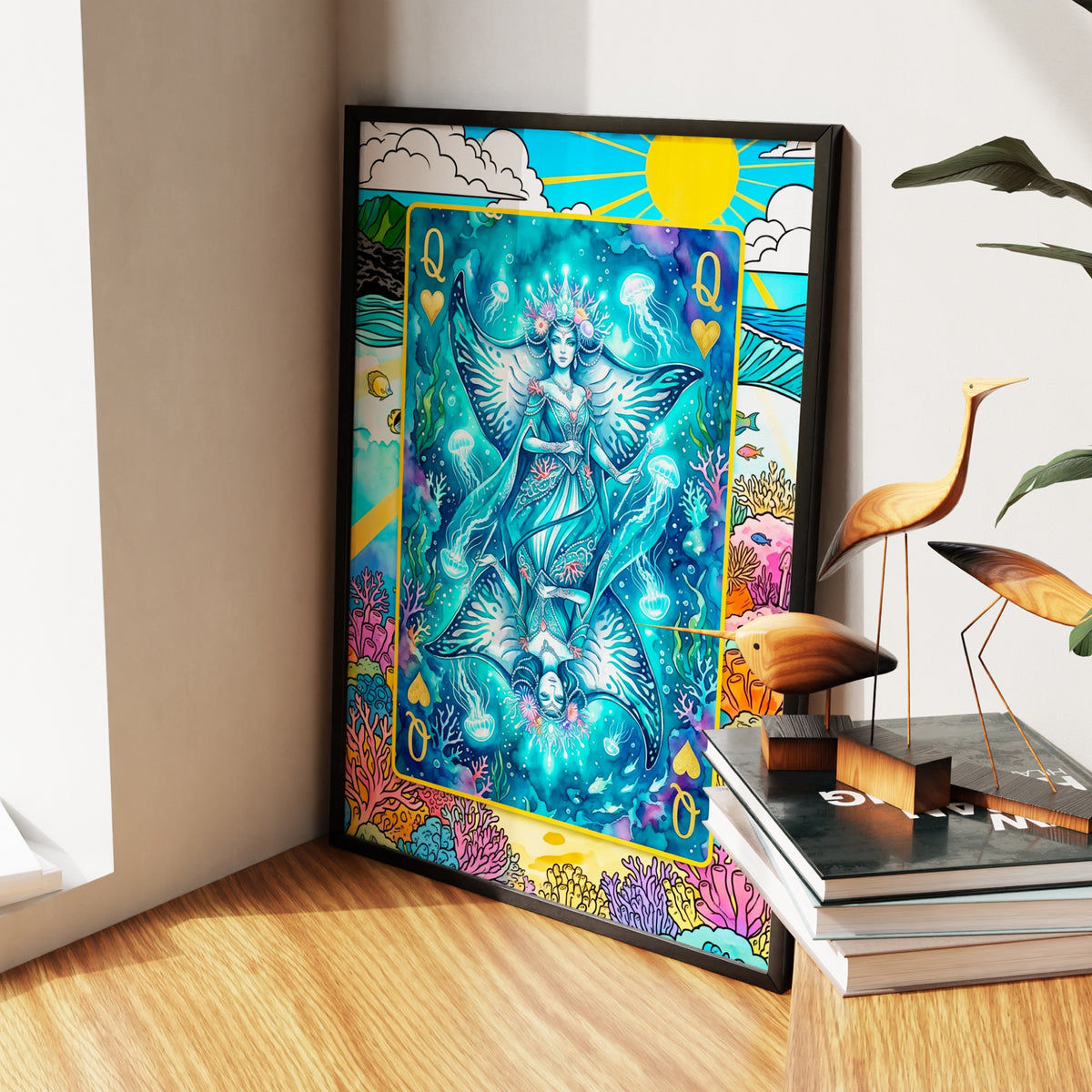 Sea Creature Queen of Hearts Card — Sea Creature Queen of Hearts Card New   Living Room Wall Apartment Zoom 69
