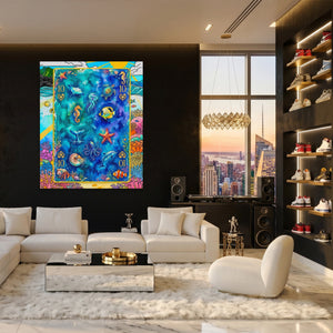 Sea Creature Ten of Hearts Card canvas wall art, room view