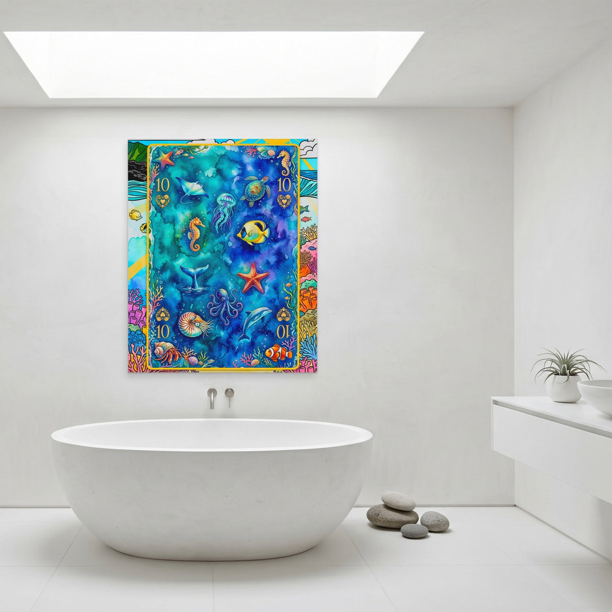 Sea Creature Ten of Hearts Card canvas wall art, room view