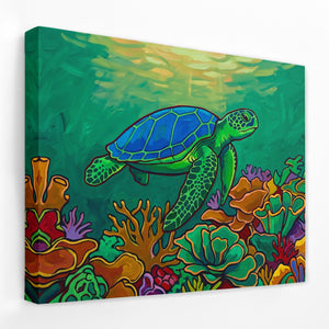 Sea Turtle Coral — Sea Turtle Coral Landscape   Side View   Mirror Wrap 98