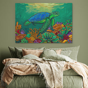 Sea Turtle Coral — Sea Turtle Coral Green Bedroom 54