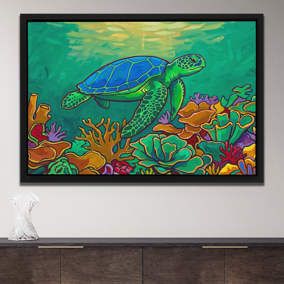 Sea Turtle Coral — Sea Turtle Coral Opulent Wall Closeup 131