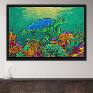 Sea Turtle Coral — Sea Turtle Coral Opulent Wall Closeup 131