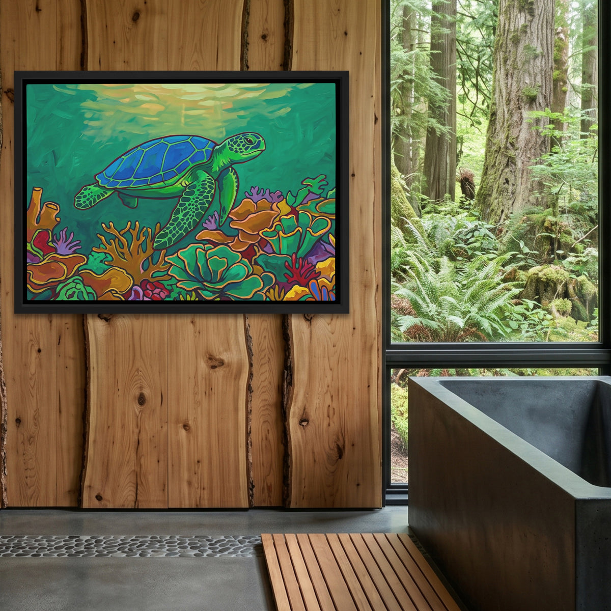 Sea Turtle Coral — Sea Turtle Coral Outdoor Bathroom Log Land 142