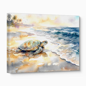 Sea Turtle Ocean Dawn — sea turtle ocean dawn angled flush print