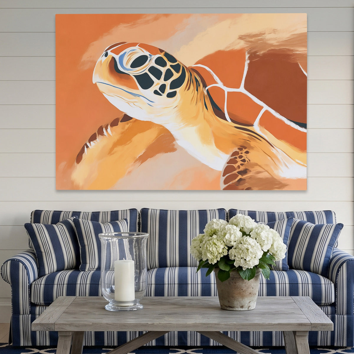 Sea Turtle Rising — Sea Turtle Rising Striped Couch Land 195