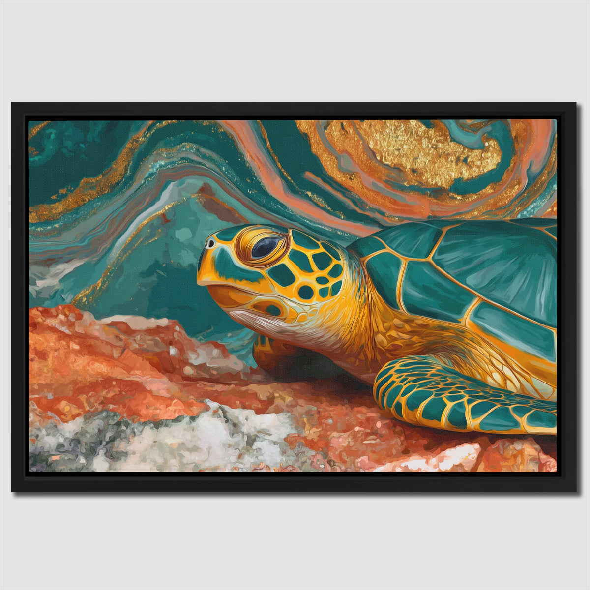 Sea Turtle Teal — Sea Turtle Teal Close Up Landscape 68