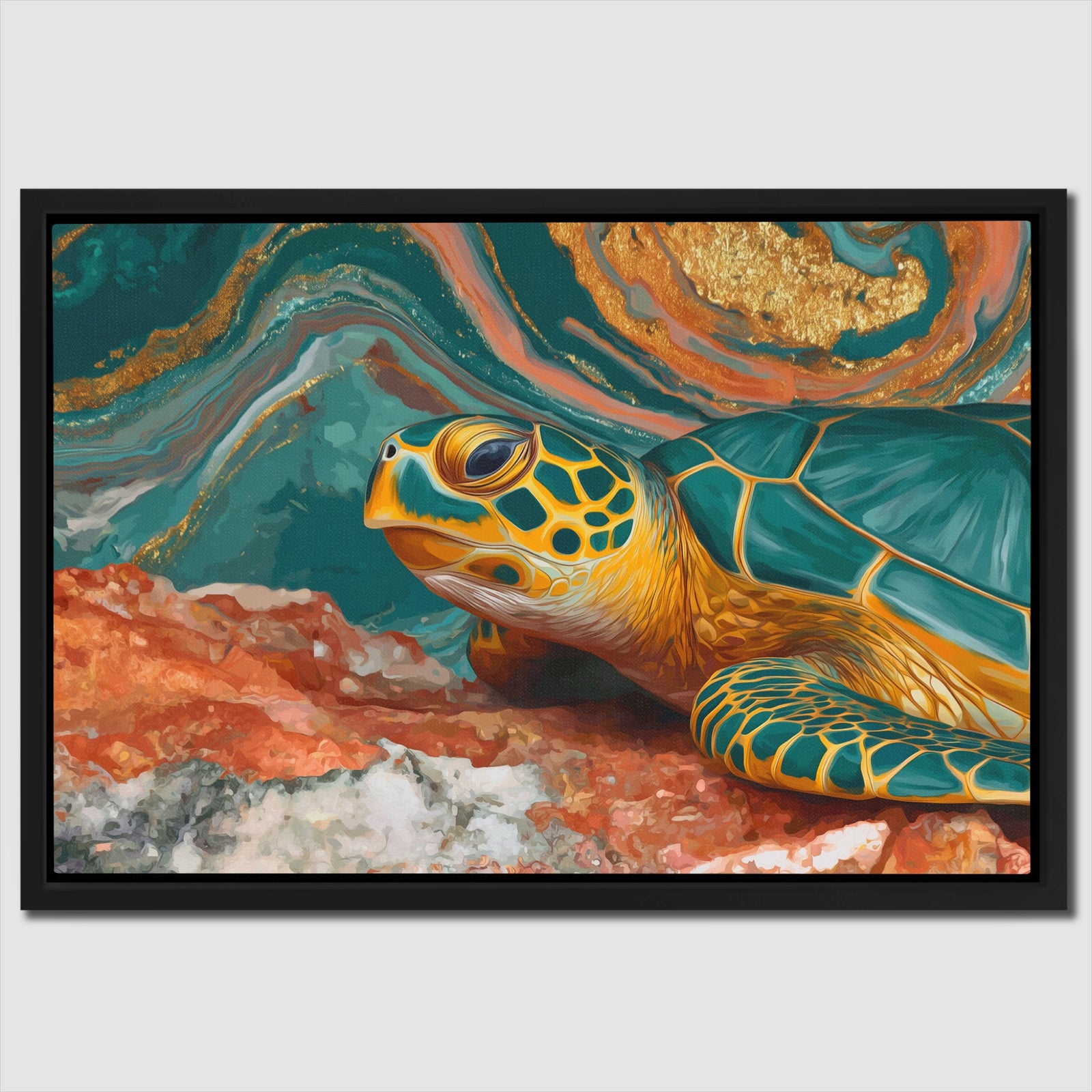 Sea Turtle Teal — Sea Turtle Teal Close Up Landscape 68