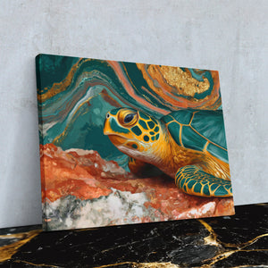 Sea Turtle Teal — Sea Turtle Teal Against Wall4x5 Reflect 4