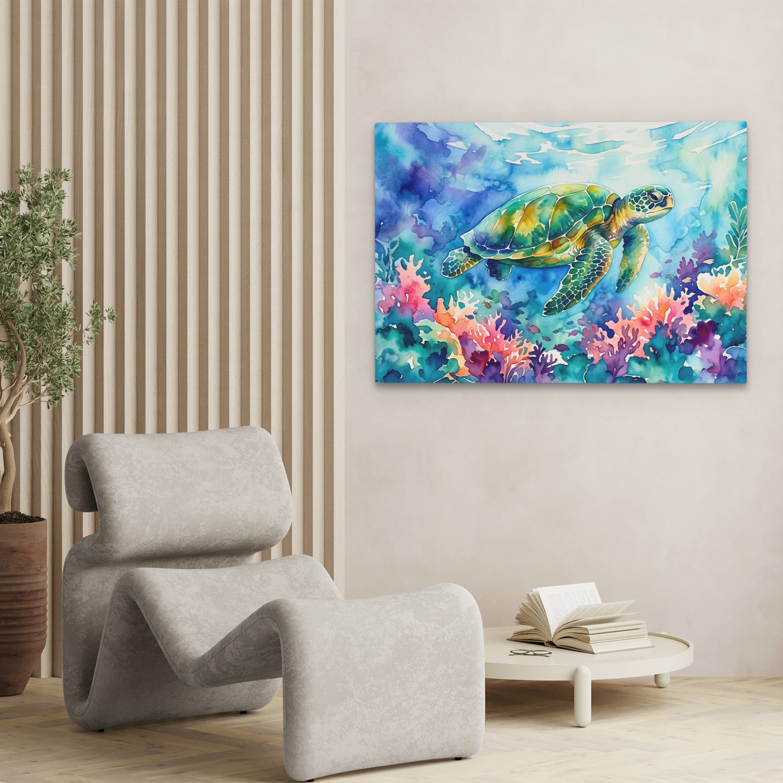 Sea Turtle Watercolor — Sea Turtle Watercolor Close Up Landscape 56