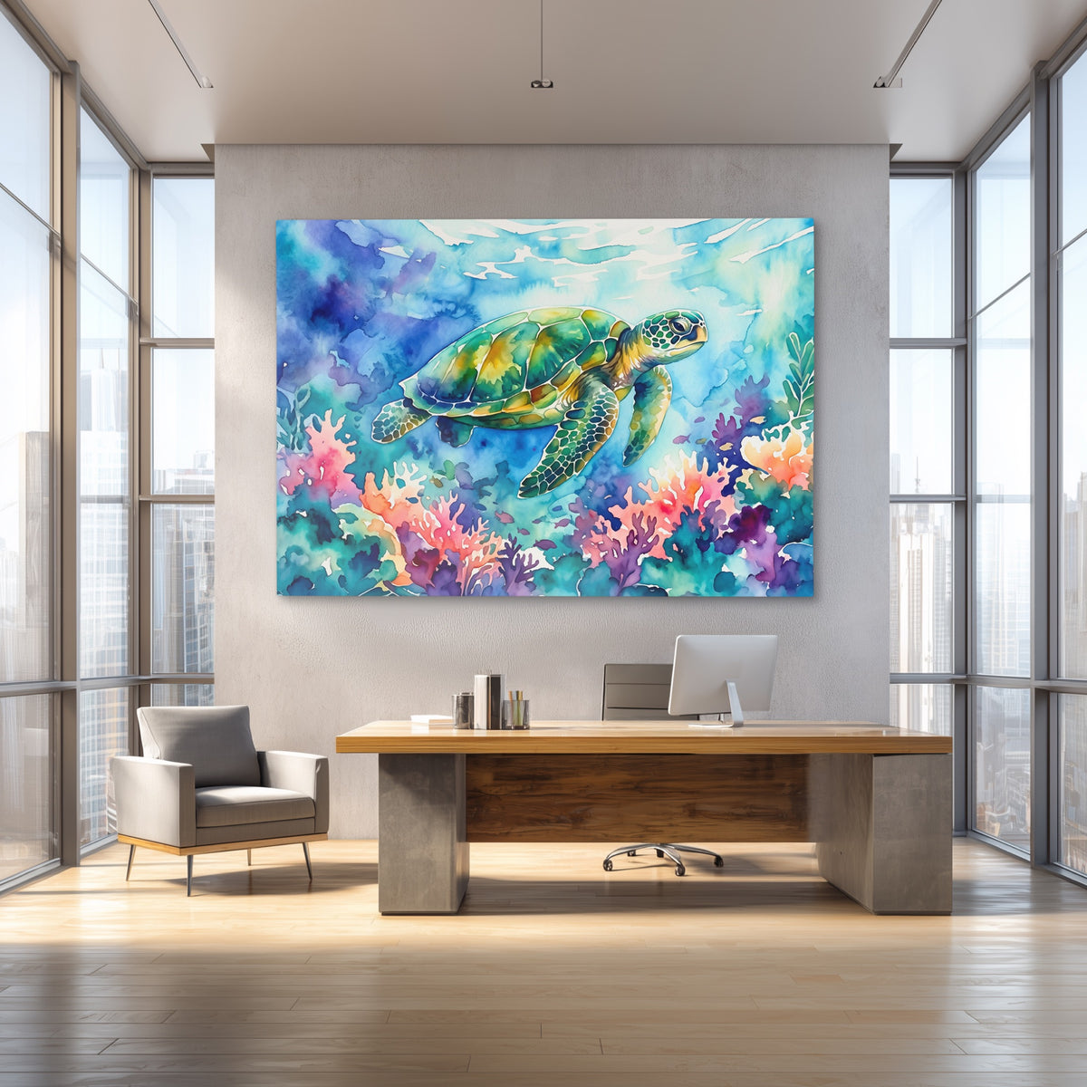 Sea Turtle Watercolor — Sea Turtle Watercolor Baller Office 4