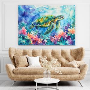 Sea Turtle Watercolor — Sea Turtle Watercolor brown living room land 173