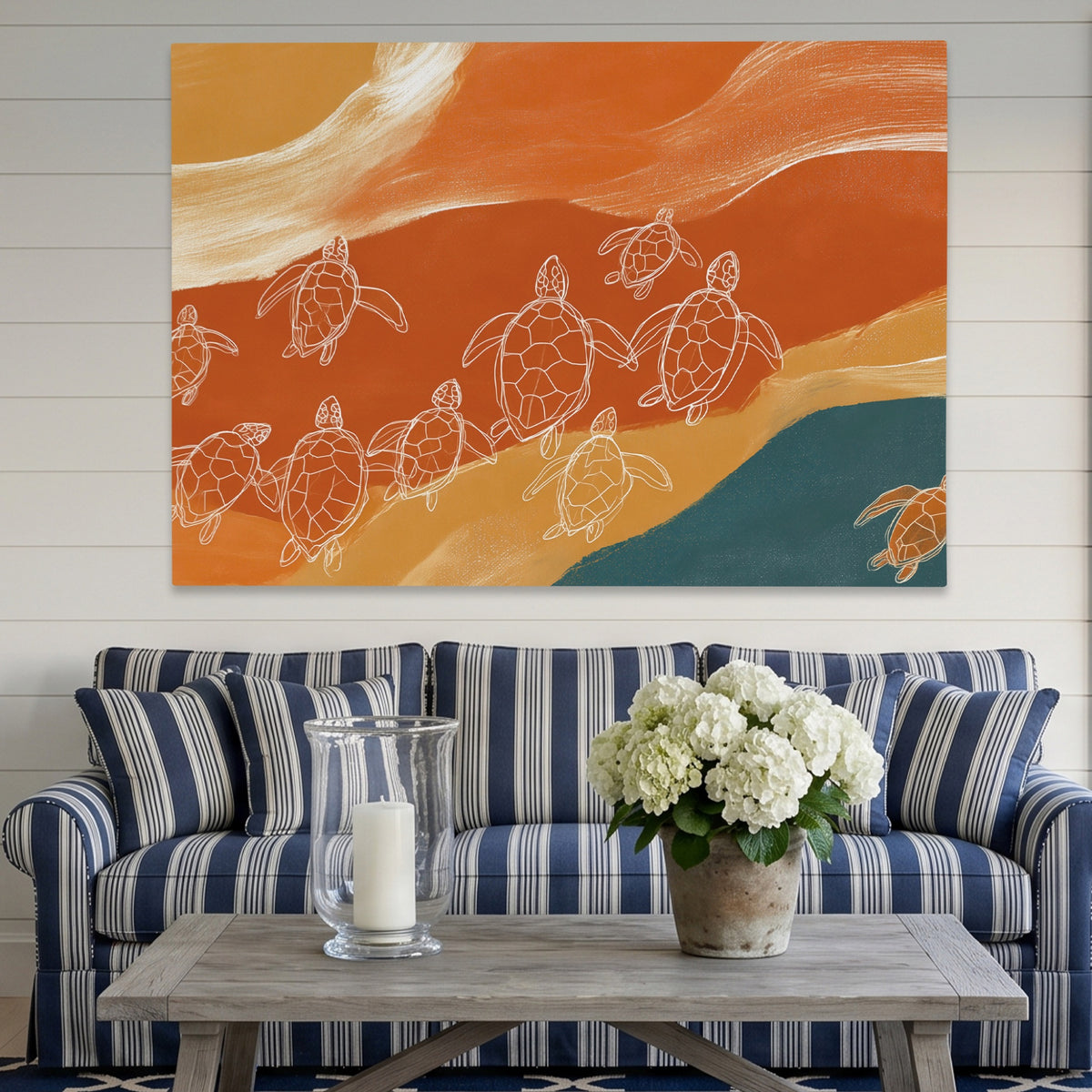 Sea Turtles Tide — Sea Turtles Tide Striped Couch Land 197
