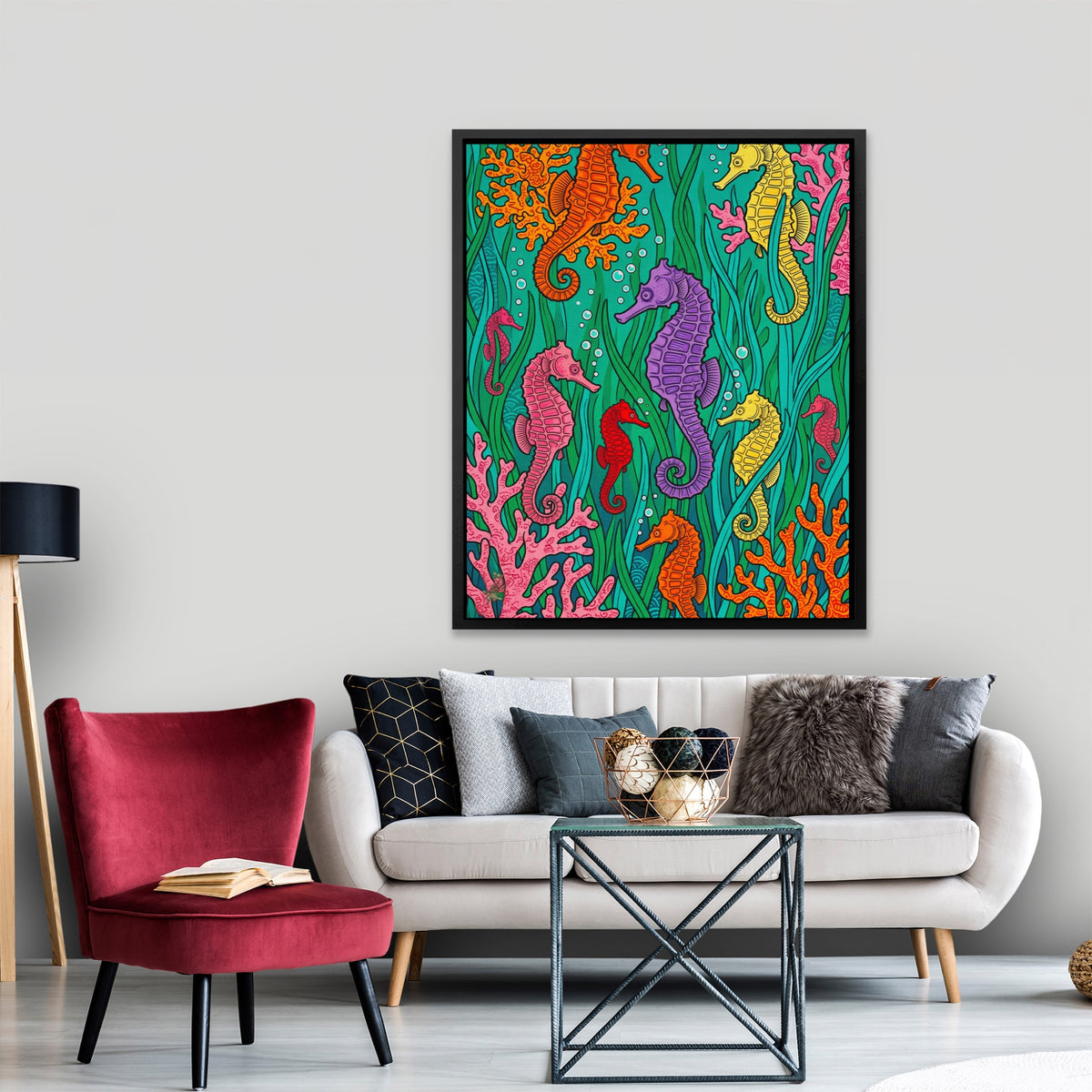 Seahorse Coral Celebration — Seahorse Coral Celebration New   Port Living Room Lux 103