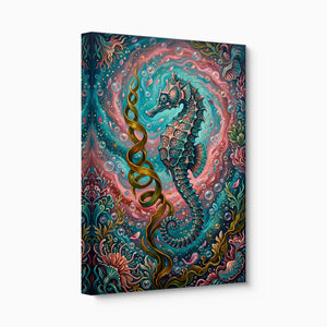 Seahorse Ocean Bloom — seahorse ocean bloom angled flush print