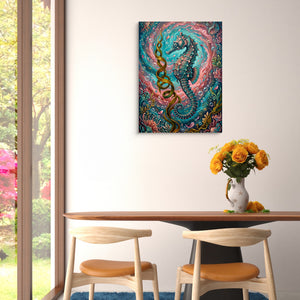 Seahorse Ocean Bloom — seahorse ocean bloom sq floral dining room 1port flush print