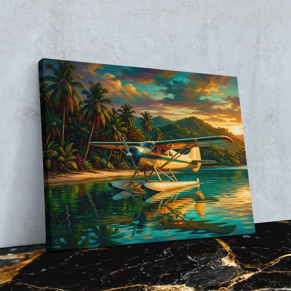 Seaplane Tropical Sunset — Seaplane Tropical Sunset Against Wall4x5 Reflect 6