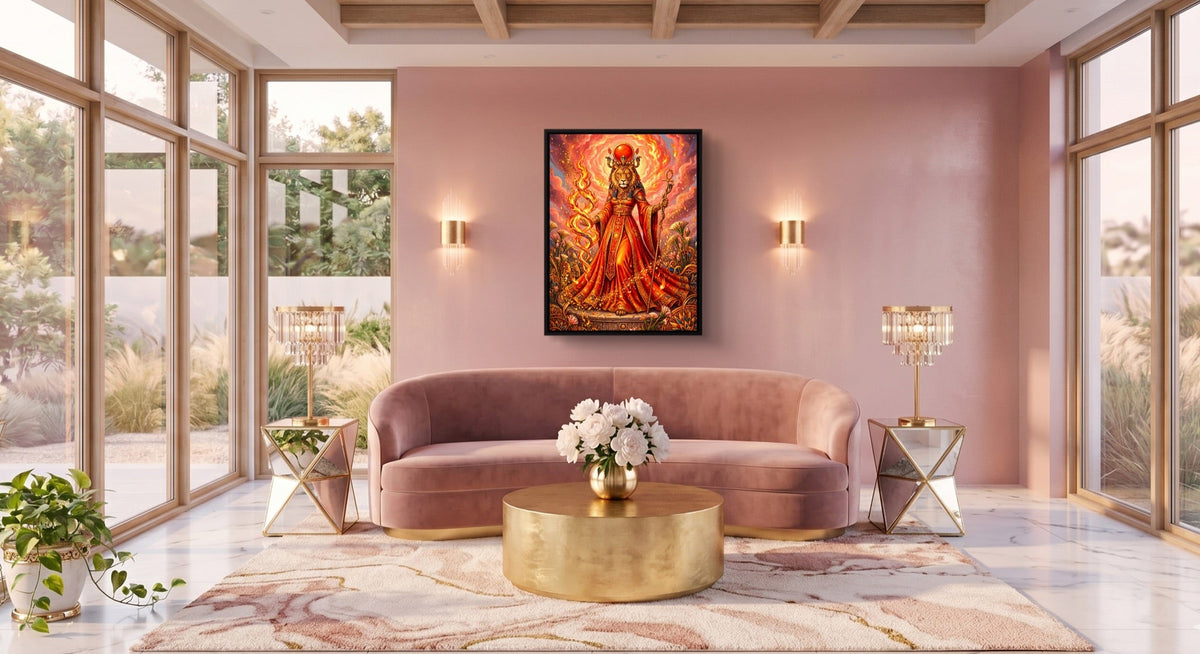 Sekhmet's Blazing Ankh - Luxury Wall Art