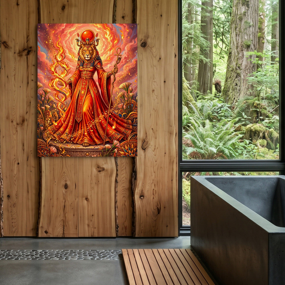 Sekhmet's Blazing Ankh - Luxury Wall Art