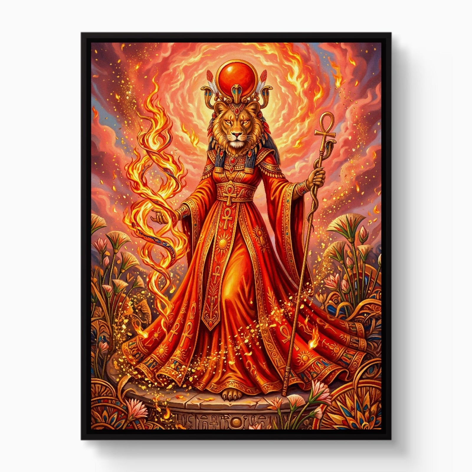 Sekhmet's Blazing Ankh - Luxury Wall Art